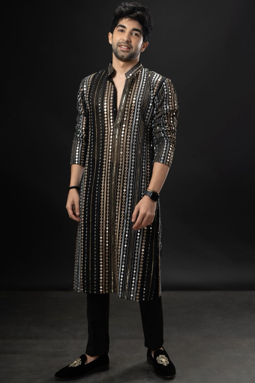 Men's Black Stylish Most Demanding kurta Set 