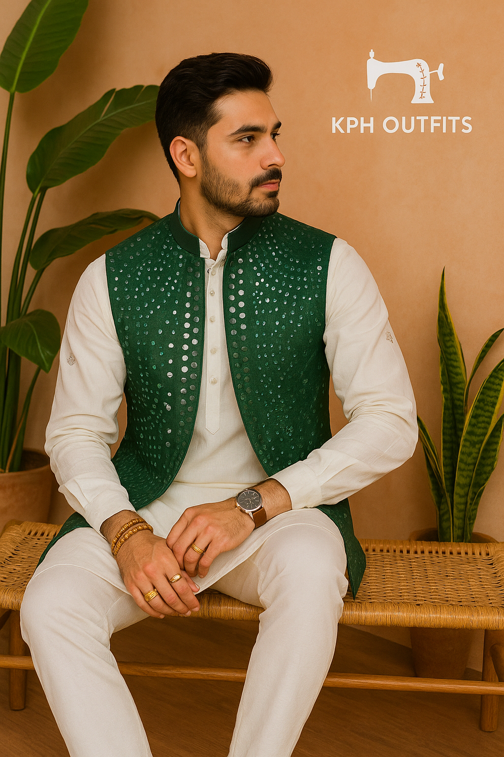 Elegant Mirror-Embellished Mehndi Ceremony Bundi Set – KPH Outfits