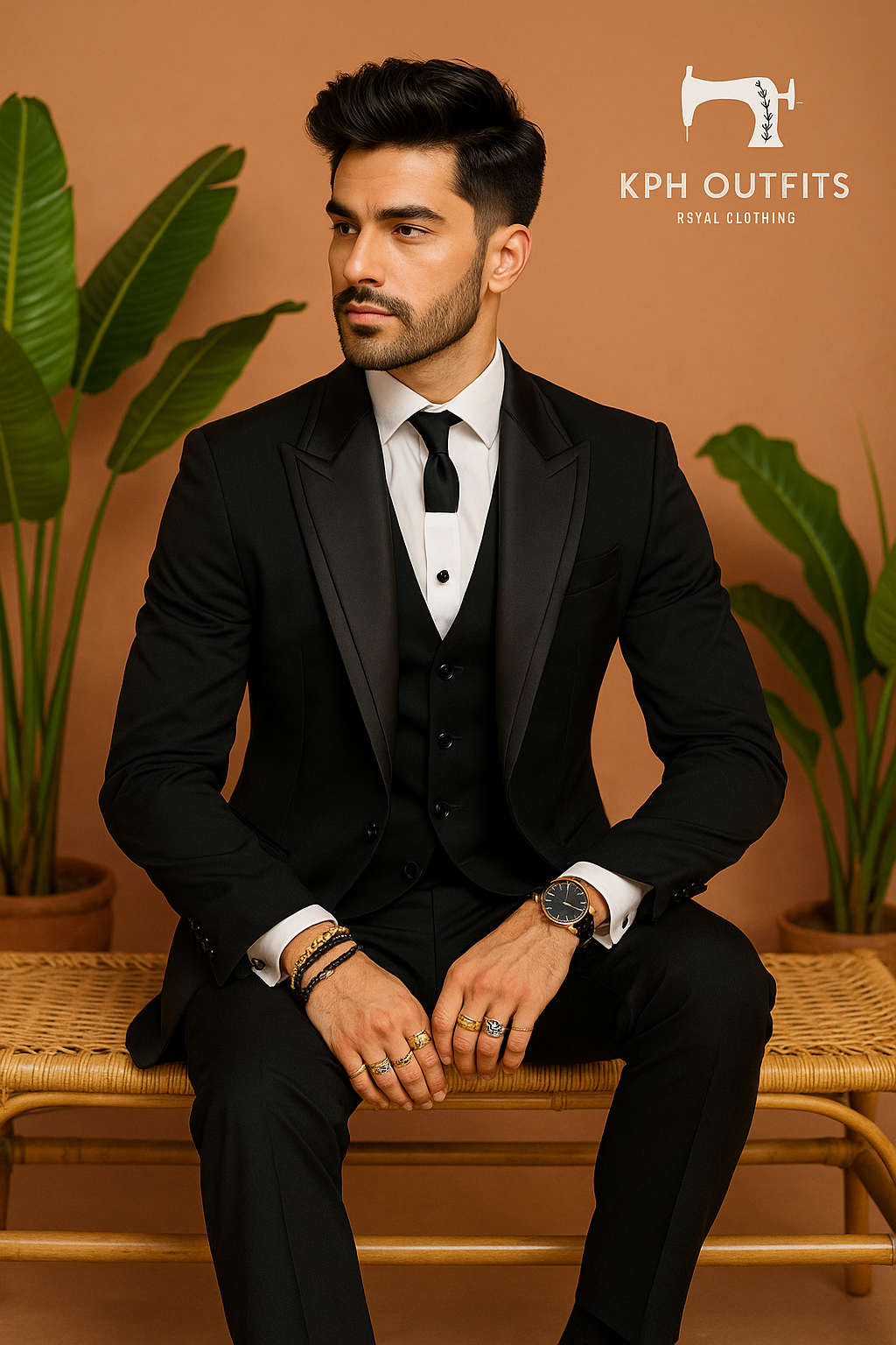 Men's Black Peak Lapel Classic Tuxedo Suit by Kph Outfits – Elegance Perfected