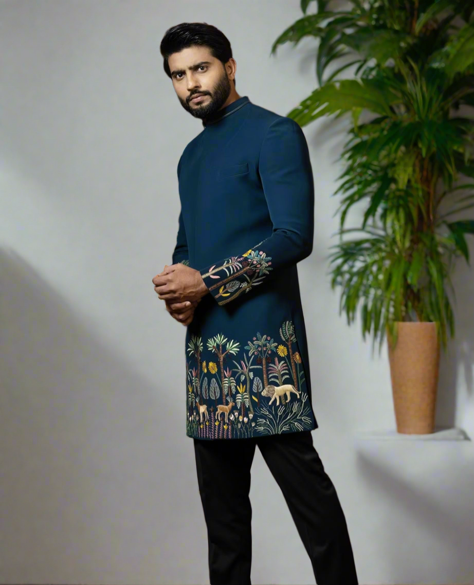 Exquisite Handcrafted Multicolor Embroidery Sherwani for Grooms - KPH Outfits