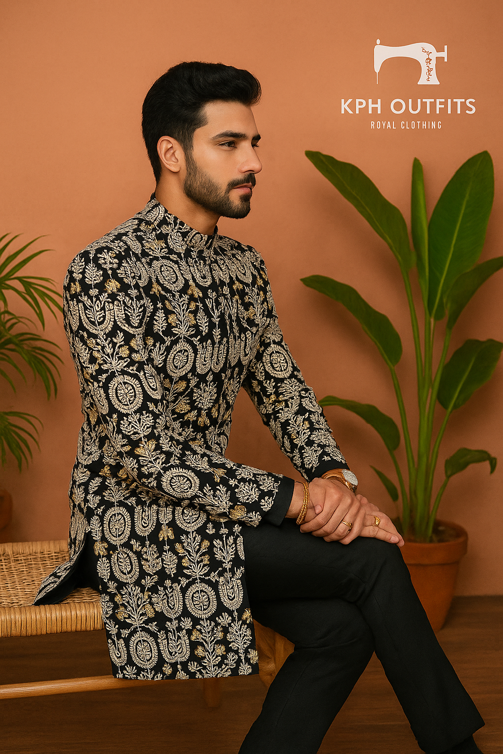 Siddharth Malhotra Inspired Stylish Black Achkan Set - Classy Elegance by KPH Outfits