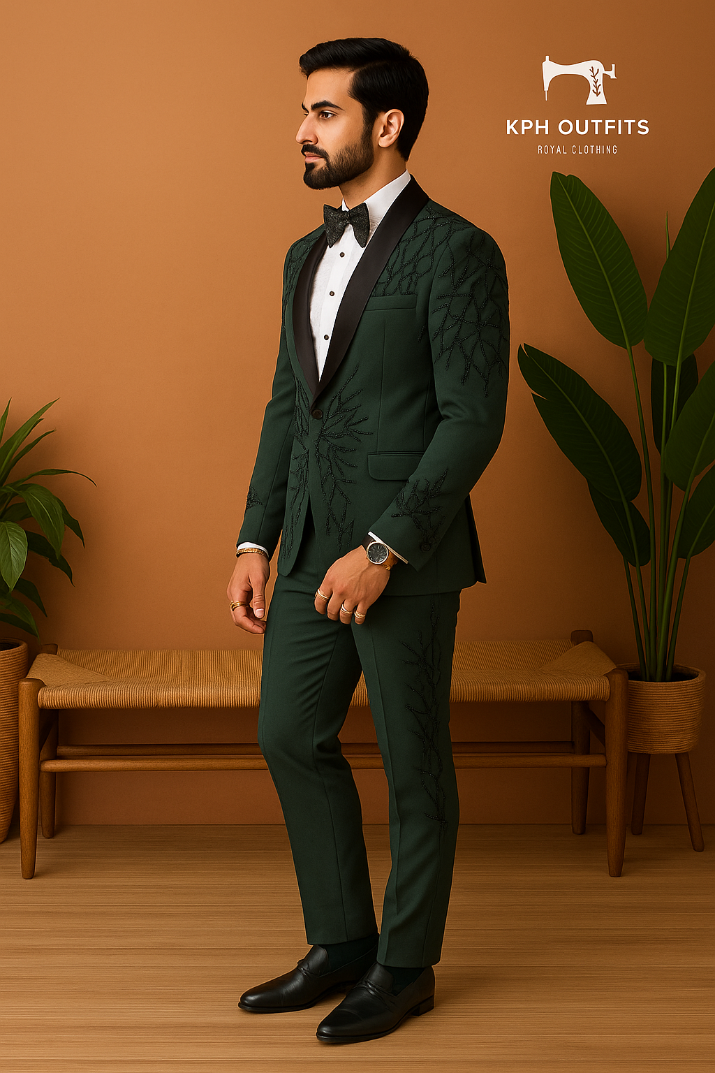 Men's Handcrafted Cut Dana Work Tuxedo Suit - Elegant Black Formal Wear by KPH Outfits