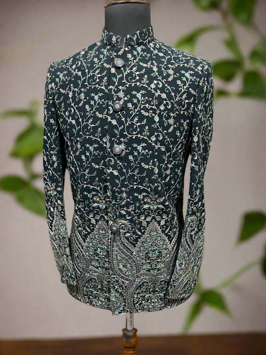 Men's Zipper-Style Pants with Jodhpuri Blazer