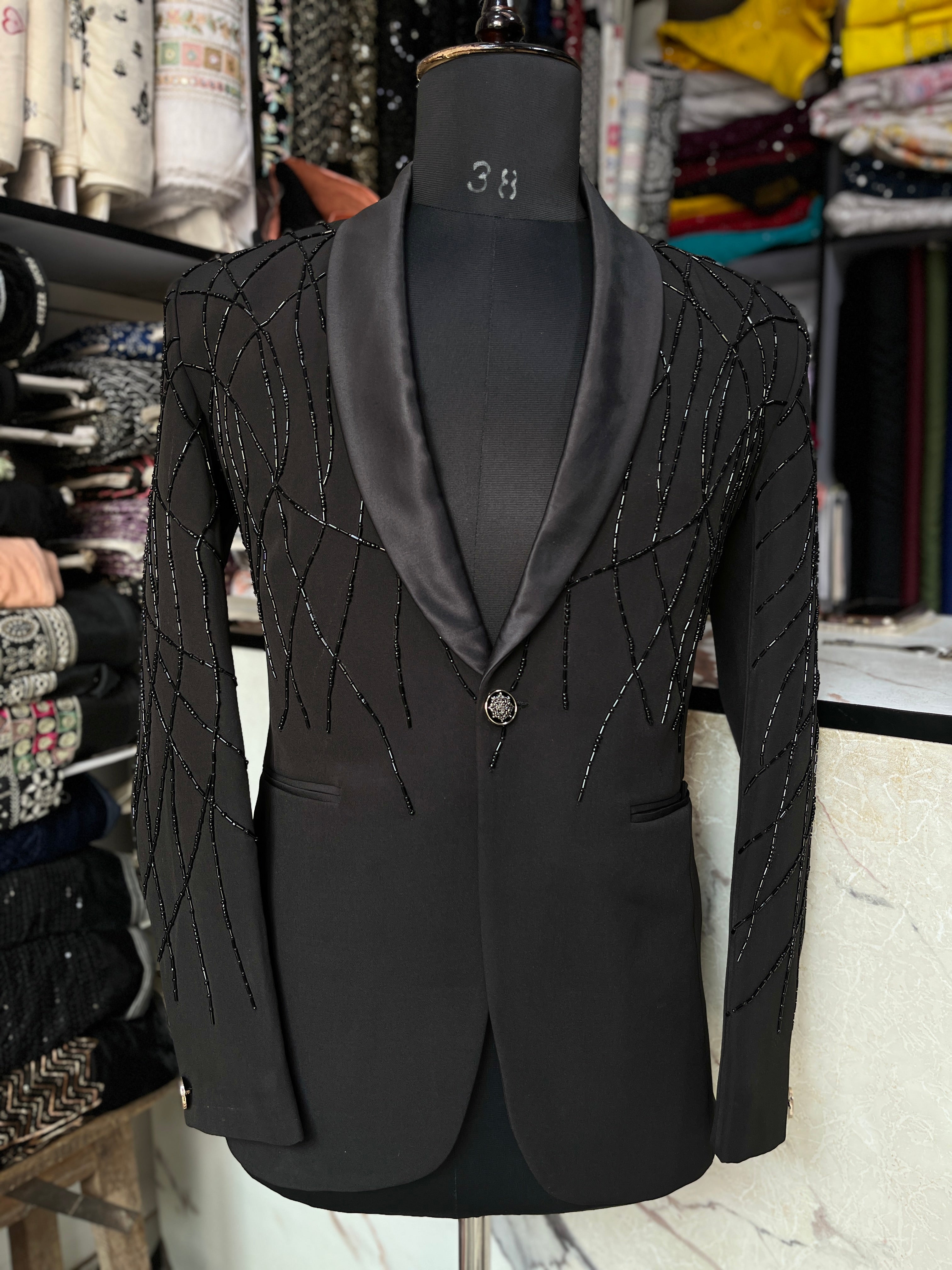 Men's Black Handcrafted Tuxedo Suit