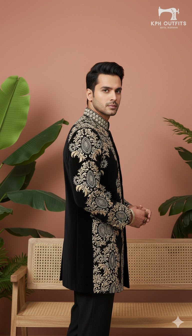 Opulent KPH Outfits velvet suit for men with full-coverage detailing.