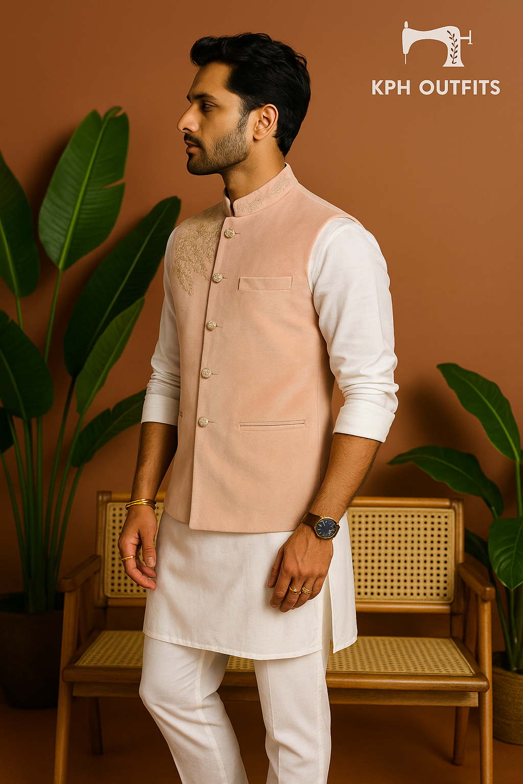 Men's Exclusive Handcrafted Embellished Waistcoat - Modern Elegance by KPH Outfits