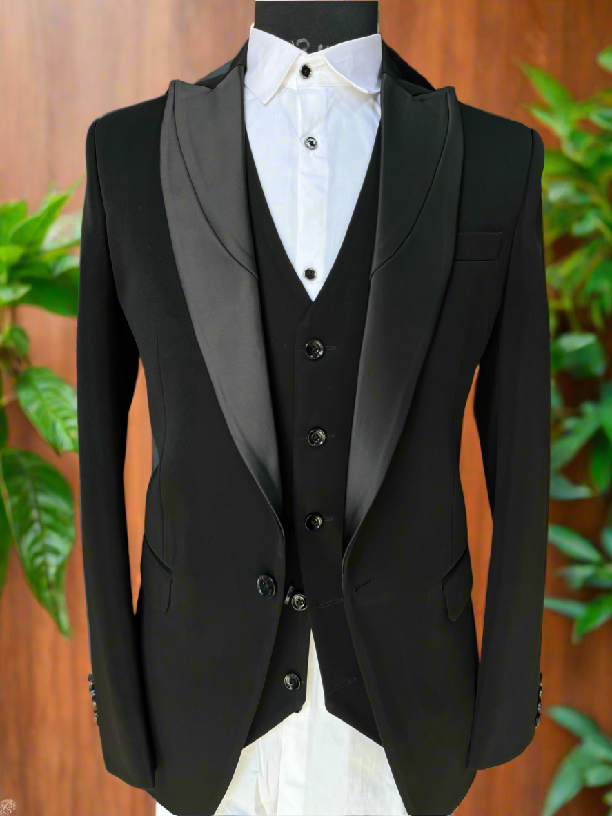 Men's Black Peak Lapel Classic Tuxedo Suit by Kph Outfits – Elegance Perfected