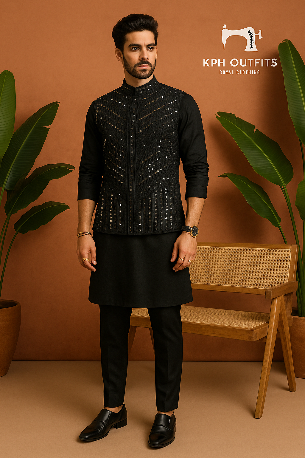 Bharat Reshma Inspired Stylish Real Mirror Nehru Jacket Set - KPH Outfits