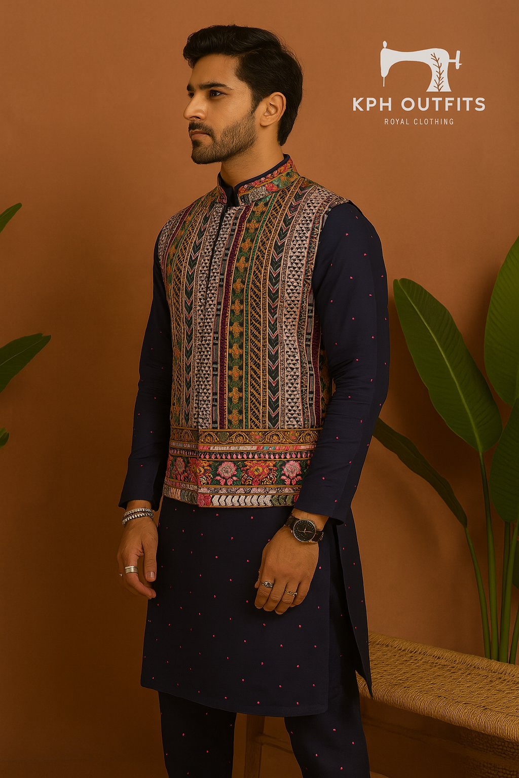 Sangeet Night Special Multi Colour Embellished Waistcoat Set - KPH Outfits