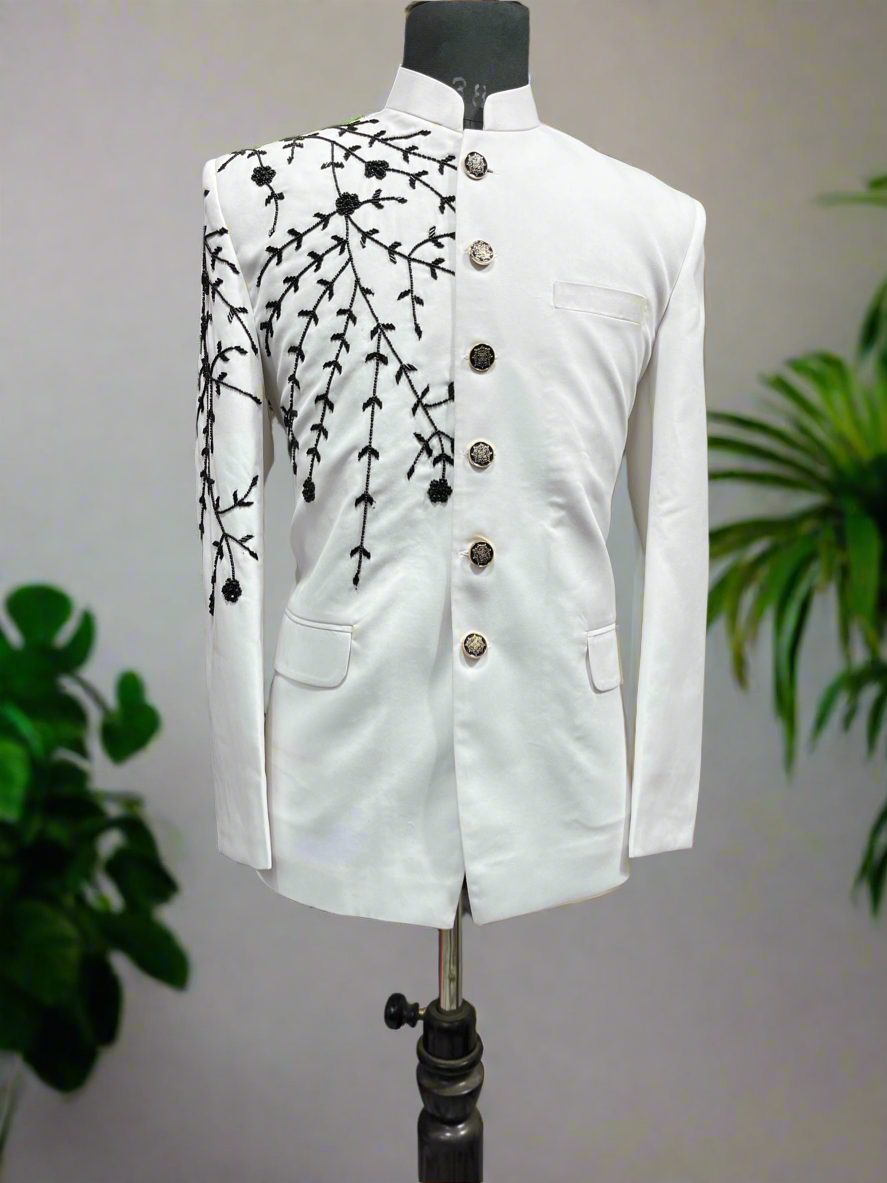 Elegant Men’s White Festive Jodhpuri Ensemble