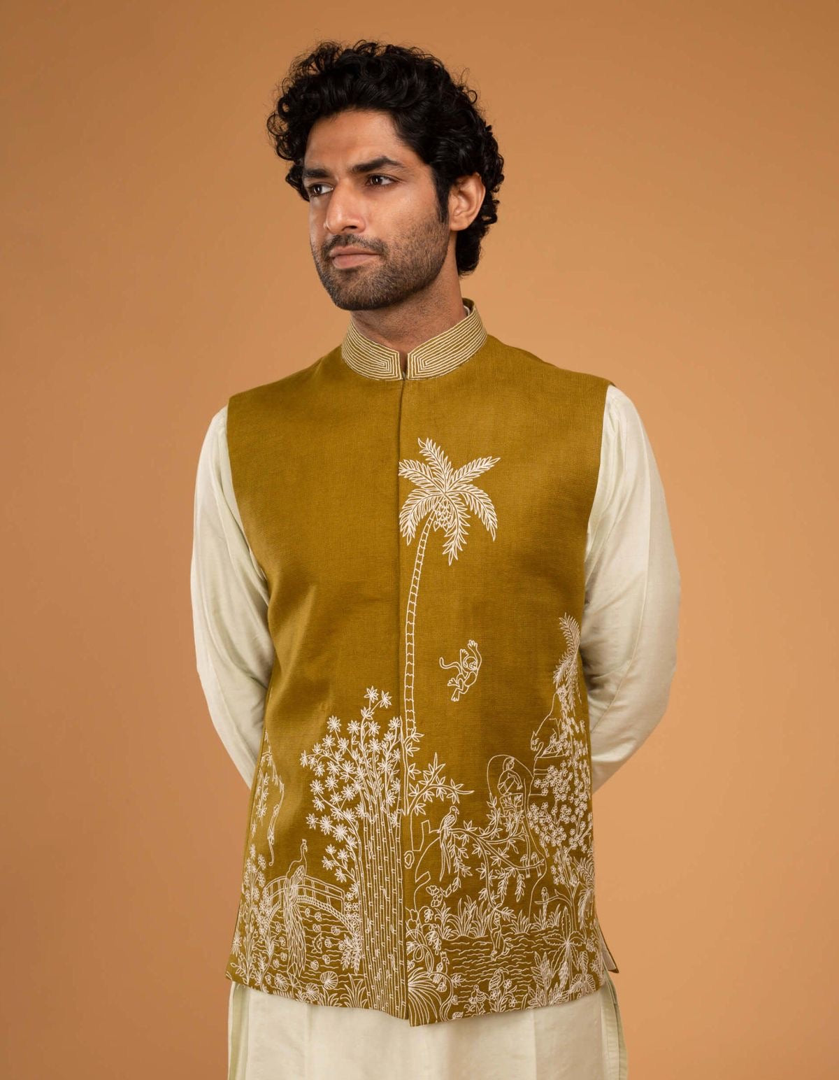 Men's Exclusive Thread Embroidery Nehru Jacket Set