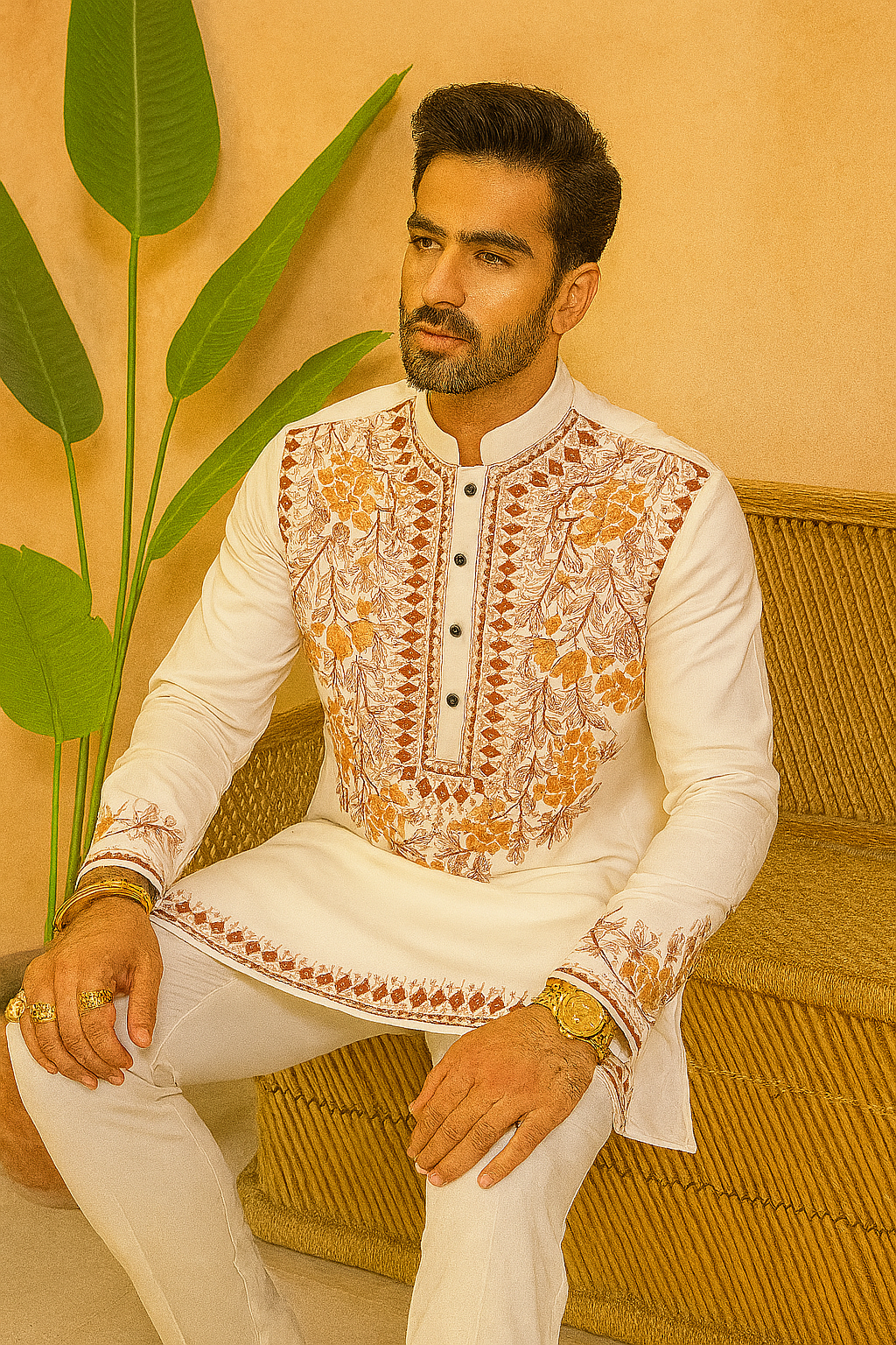 Festival-ready white kurta with embroidery – KPH Outfits