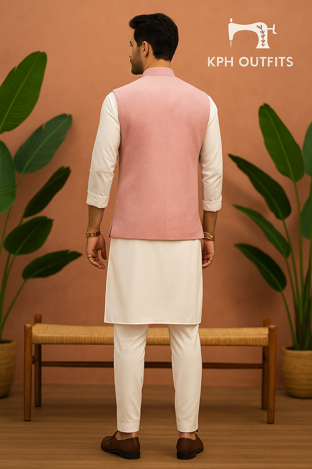 Men's Pink Bharat Reshma Inspired Real Mirror Waistcoat - Exclusive Style by KPH Outfits