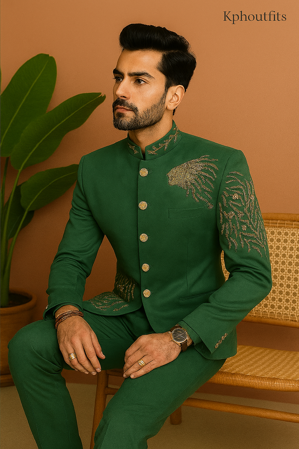 Men's Exclusive Tiger Embellished Jodhpuri Set – Luxury Wedding Wear by KPH Outfits
