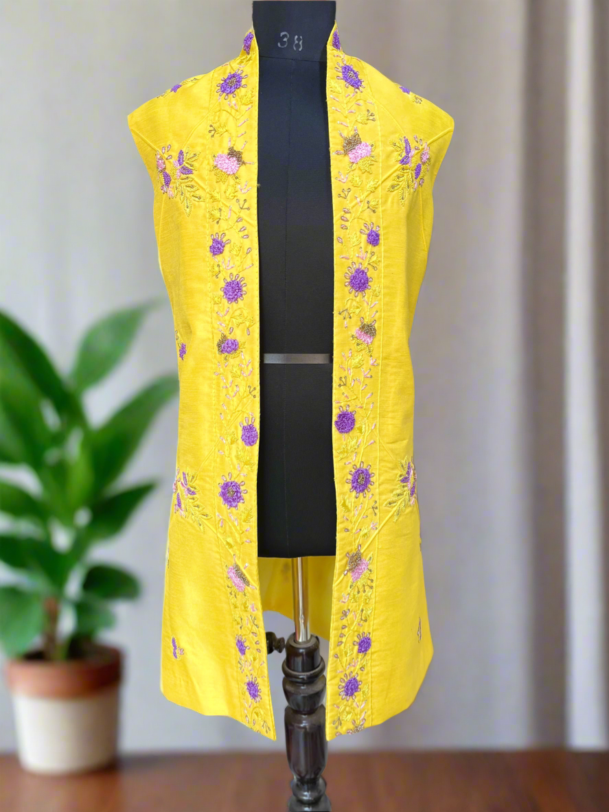 Haldi Special Handcrafted Zardozi Work Long Jacket - KPH Outfits