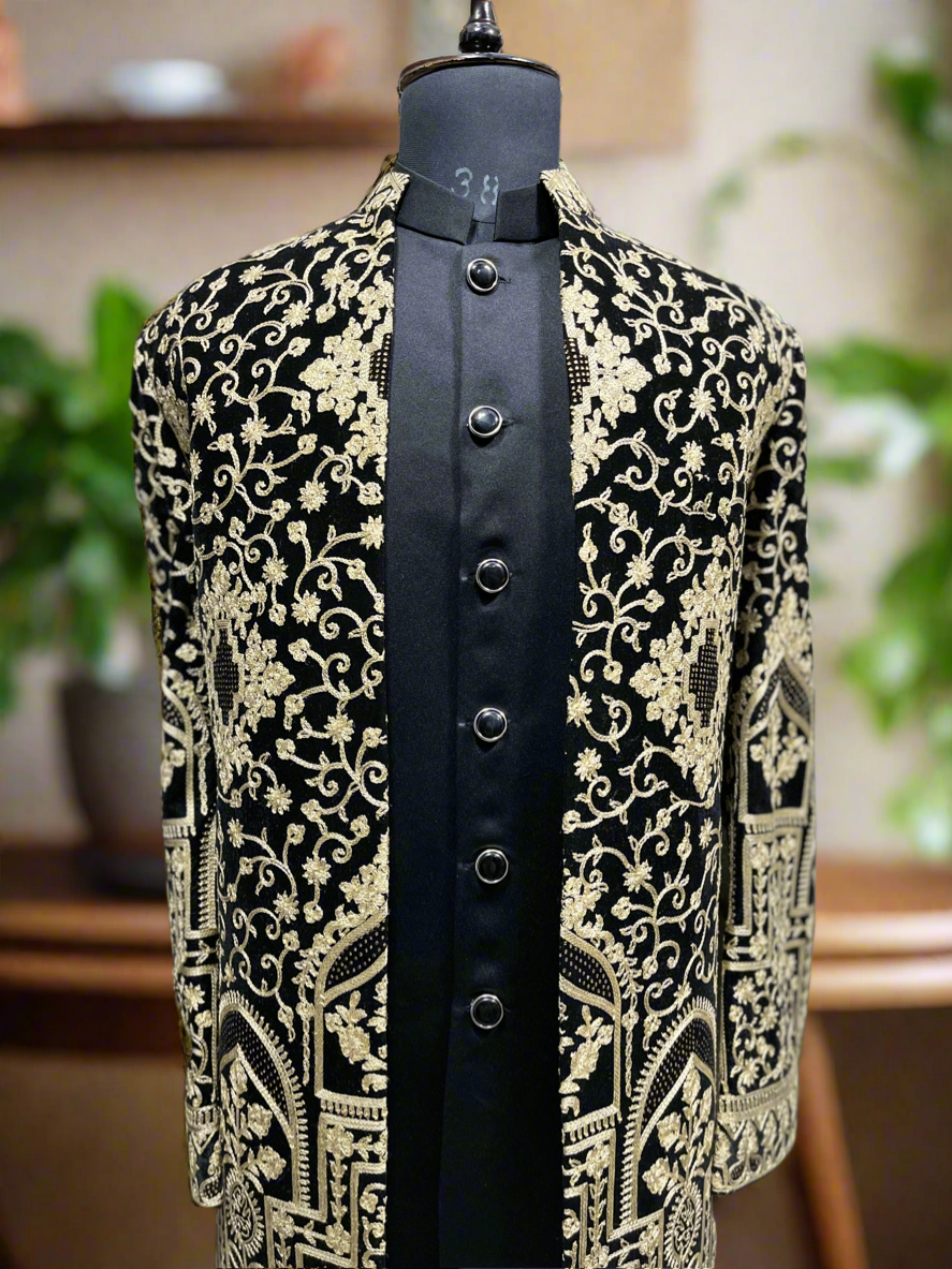 Men's Black Open Indo-Western Ensemble for Elegant Occasions – KPH Outfits