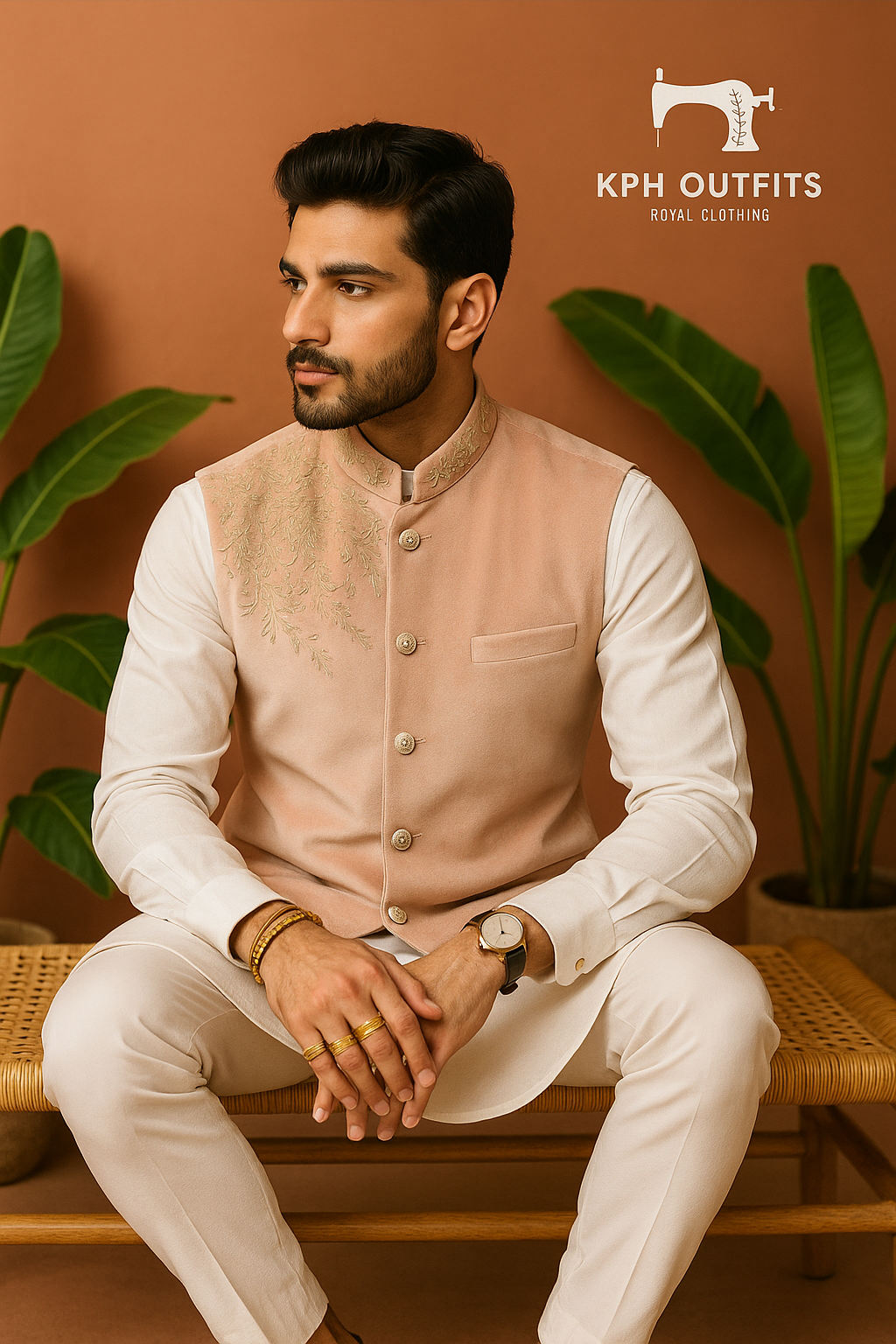 Men's Exclusive Handcrafted Embellished Waistcoat - Modern Elegance by KPH Outfits