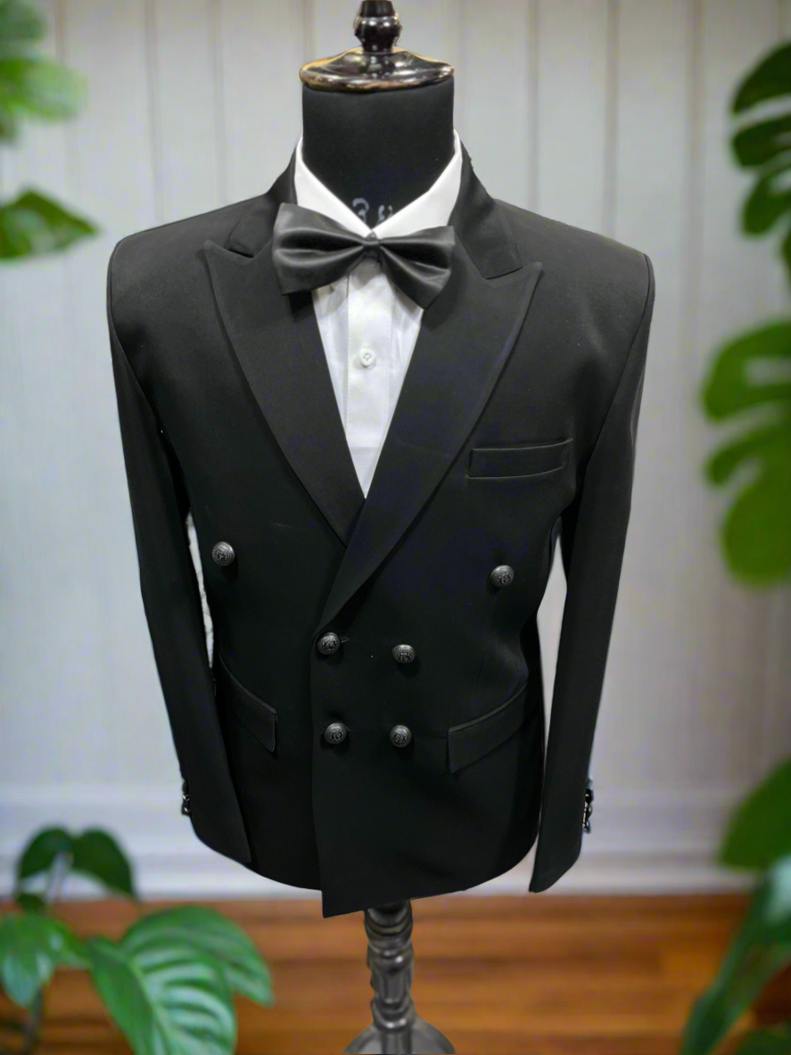 Men's Black Double-Breast Classic Tuxedo Suit - Timeless Formalwear by KPH Outfits