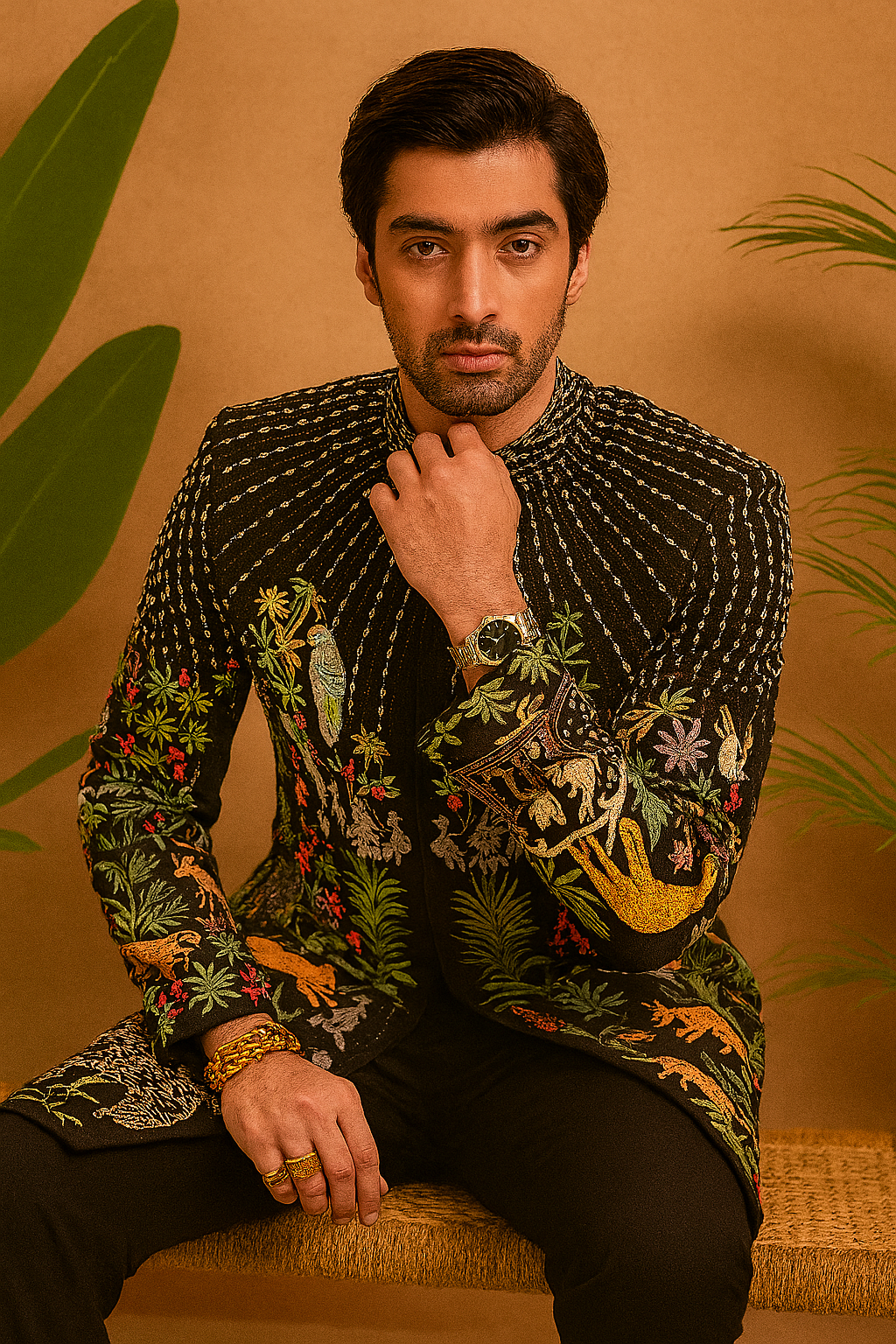 Luxury multi-color embroidered sherwani set – KPH Outfits