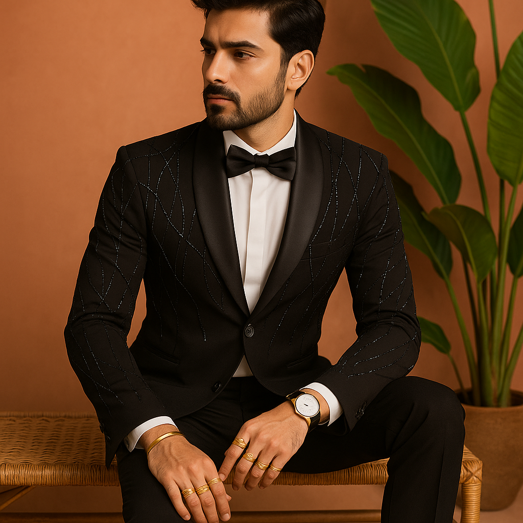 Men's Black Handcrafted Shawl Lapel Tuxedo Suit - Elegant Formal Wear by KPH Outfits