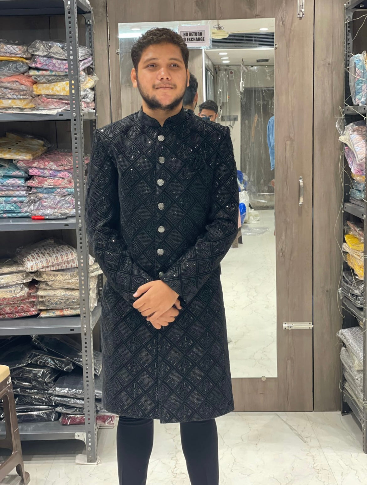 Men's Black Exclusive Sherwani Set