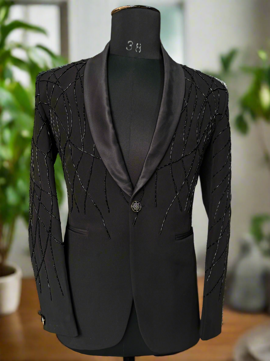 Men's Black Handcrafted Shawl Lapel Tuxedo Suit - Elegant Formal Wear by KPH Outfits