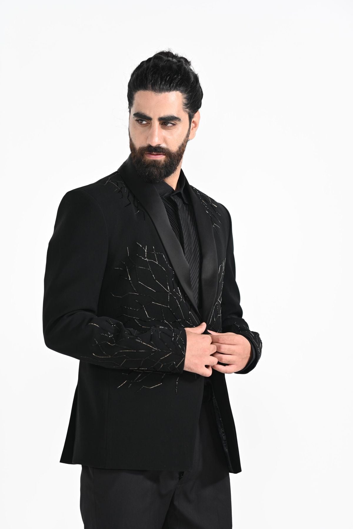 Men's Black Handcrafted Cut dana Work Tuxedo Suit