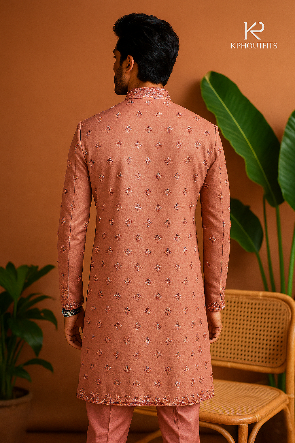 Men's Exclusive Pink Real Mirror Stylish Indo-western Set - KPH Outfits
