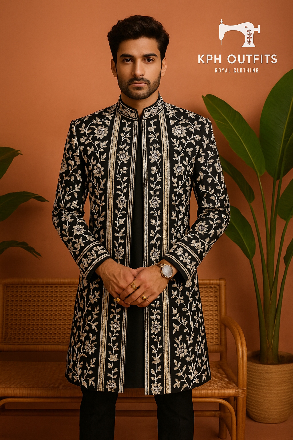 Kartik Aryan Inspired Stylish Black Open Indo-Western Set - Modern Elegance by KPH Outfits