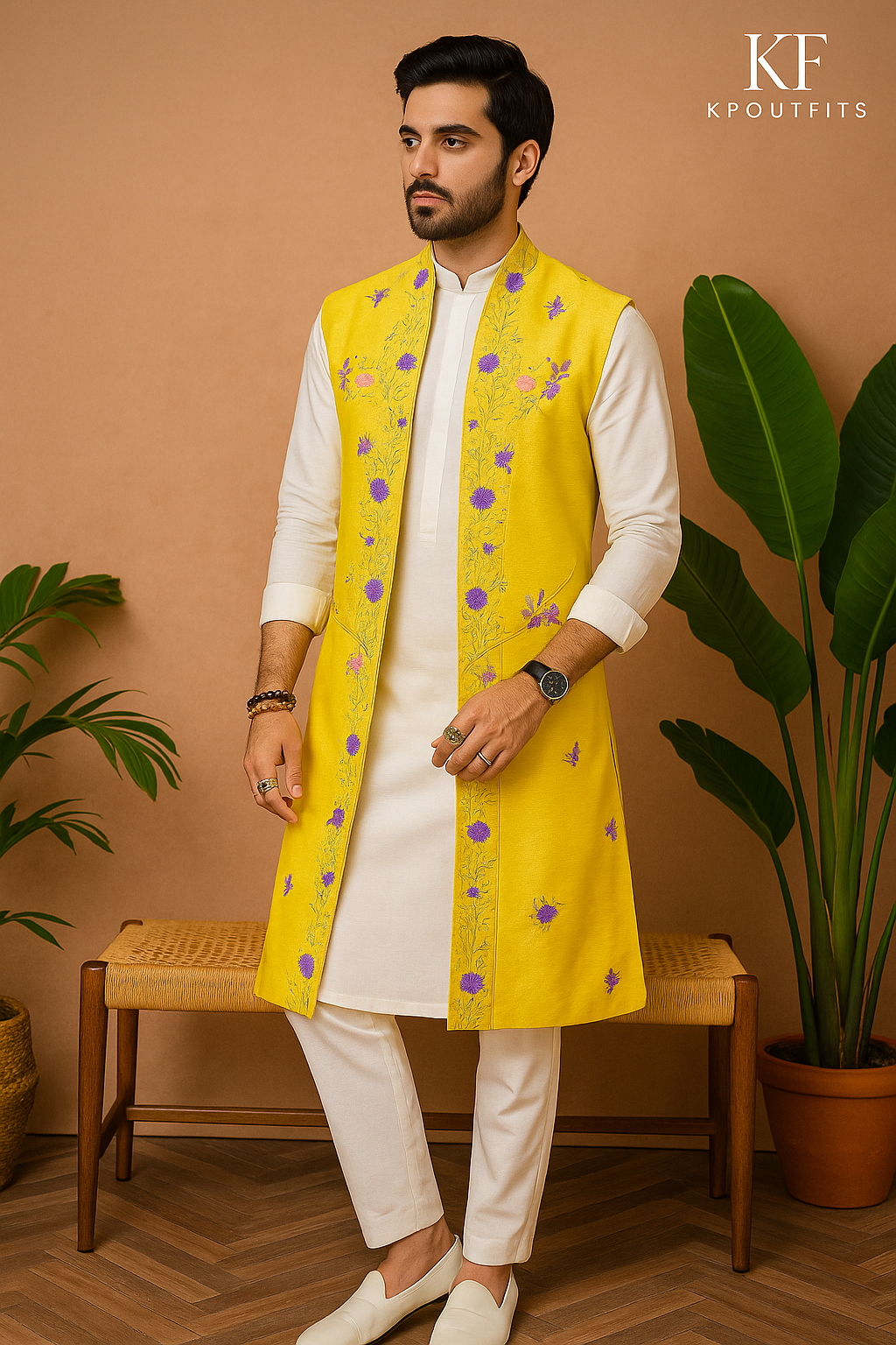 Haldi Special Handcrafted Zardozi Work Long Jacket - KPH Outfits