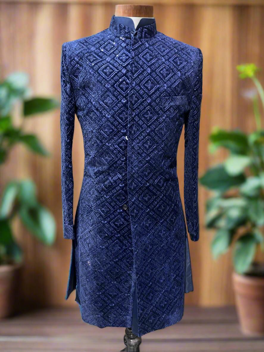 Men's Navy Blue Exclusive Indo-Western Set - Timeless Elegance by KPH Outfits