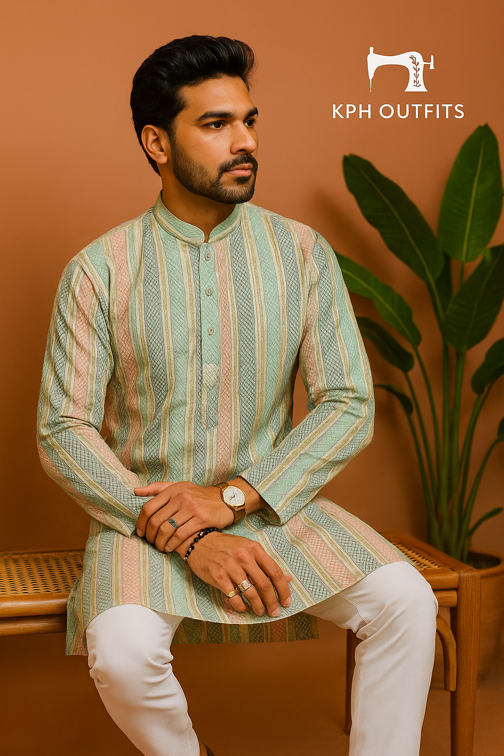 Men's Exclusive Ivory Multi-Color Embellished Kurta Set – Elegant Style by KPH Outfits