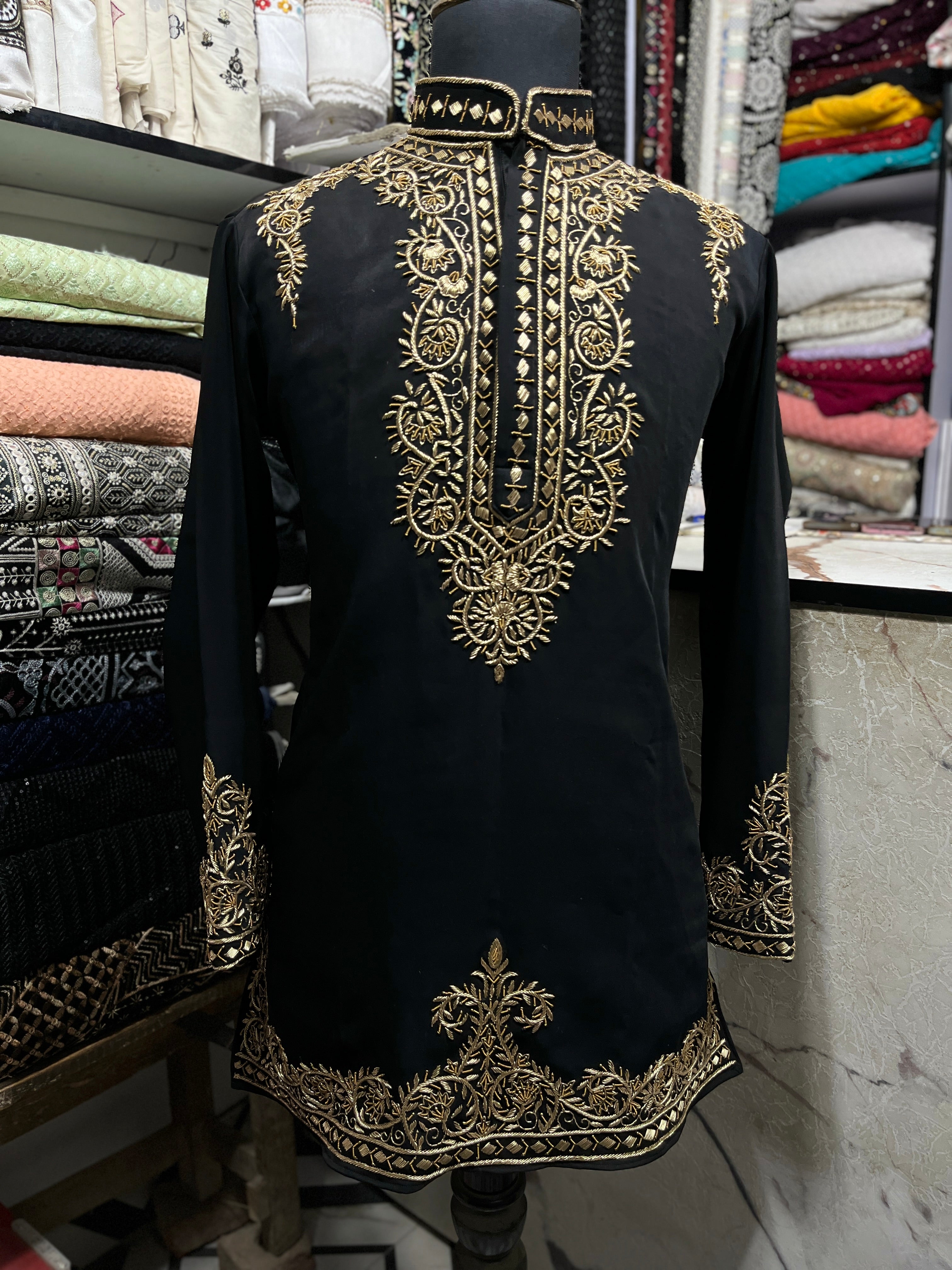 Handcrafted Golden Zardozi Work Embroidery Kurta Set