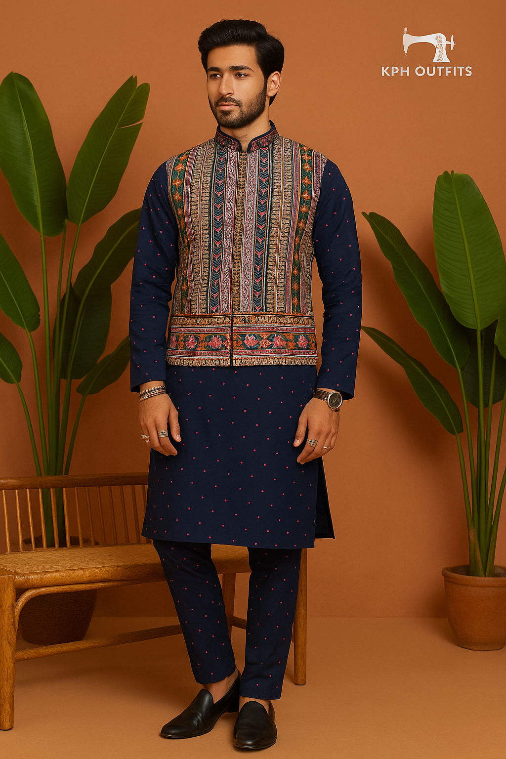 Sangeet Night Special Multi Colour Embellished Waistcoat Set - KPH Outfits