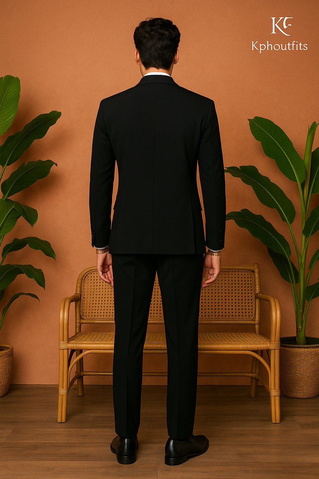 Men's Black Handcrafted Shawl Lapel Tuxedo in Japanese Fabric- KPH Outfits