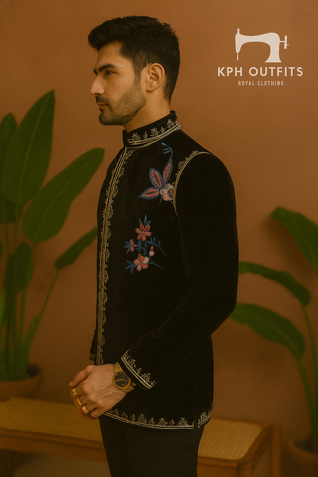 Men's Black Velvet Multi-Colour Thread Embellished Jodhpuri Set – Luxury Wedding Wear by KPH Outfits