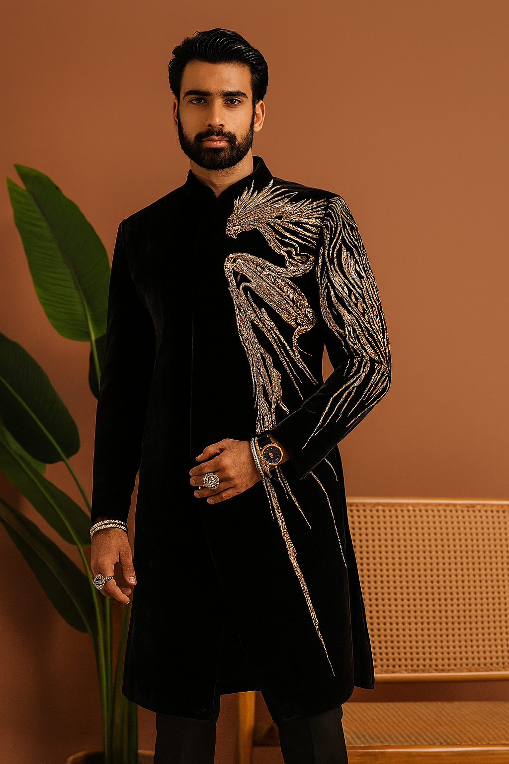 Arjun Kapoor style gold embellished Indo-Western jacket – KPH Outfits