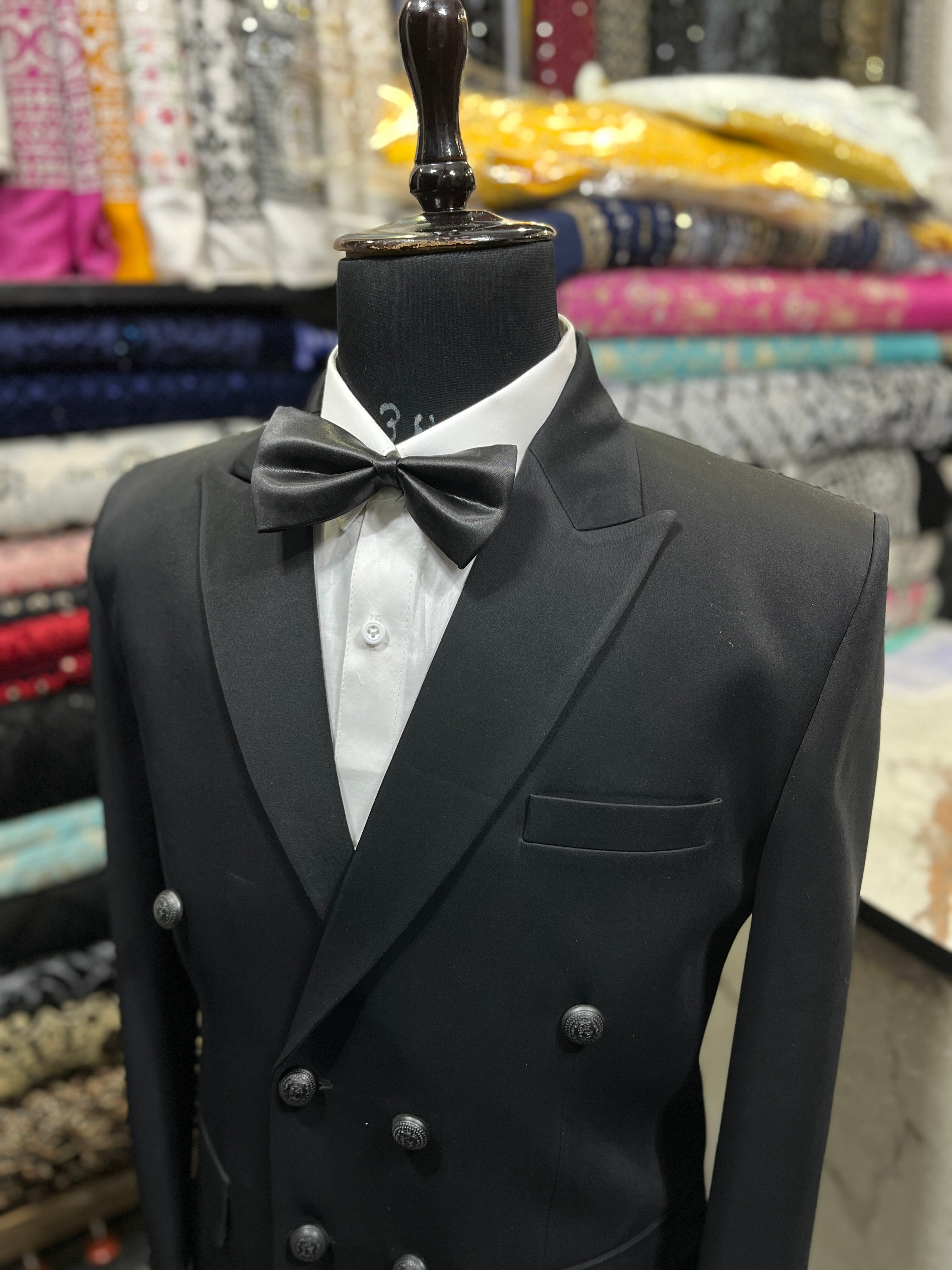 Men's Black Double Breast Classic Tuxedo Suit