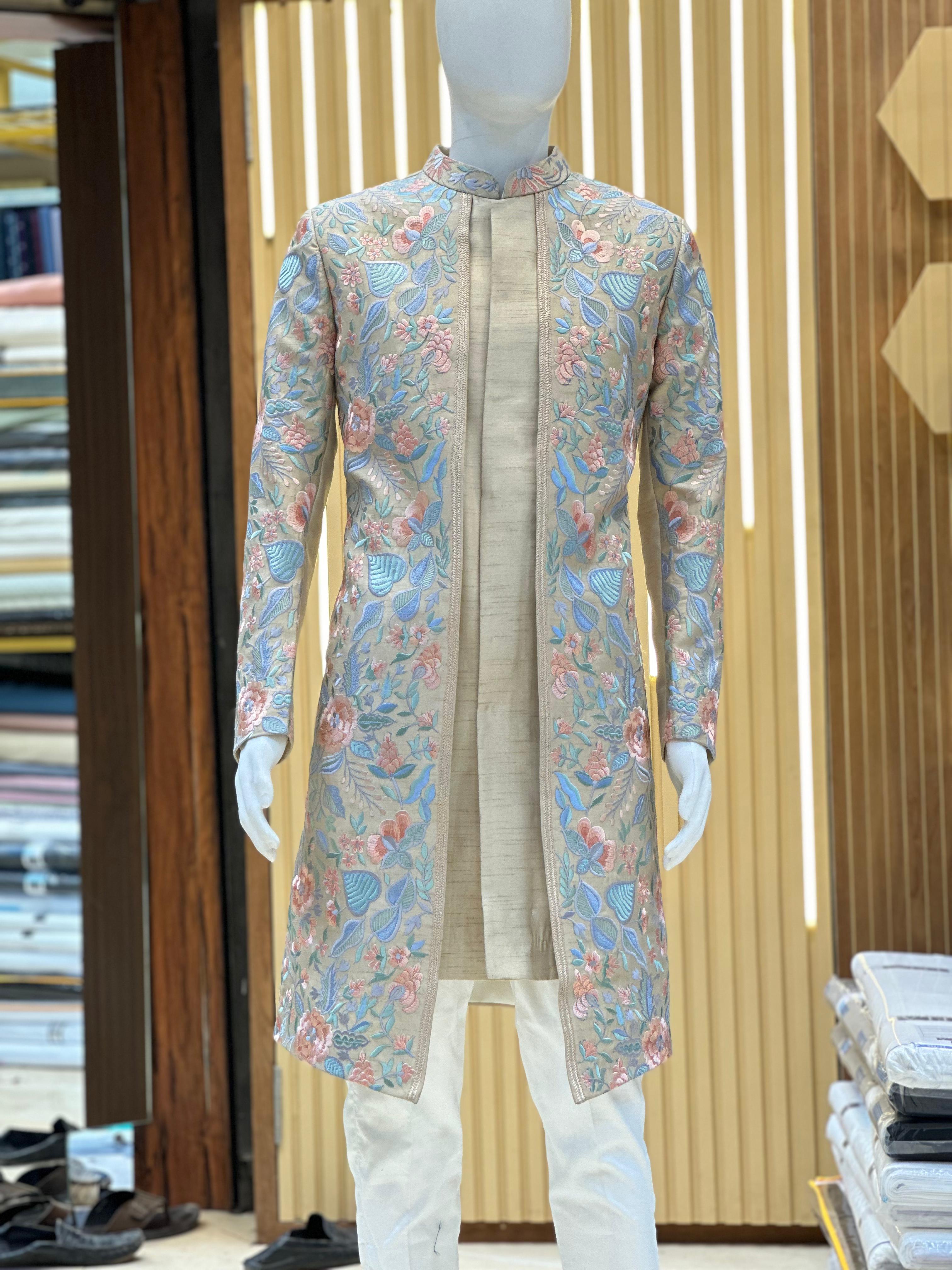 Men's Exclusive Multi Colour Thread Embroidery Indo-western Set