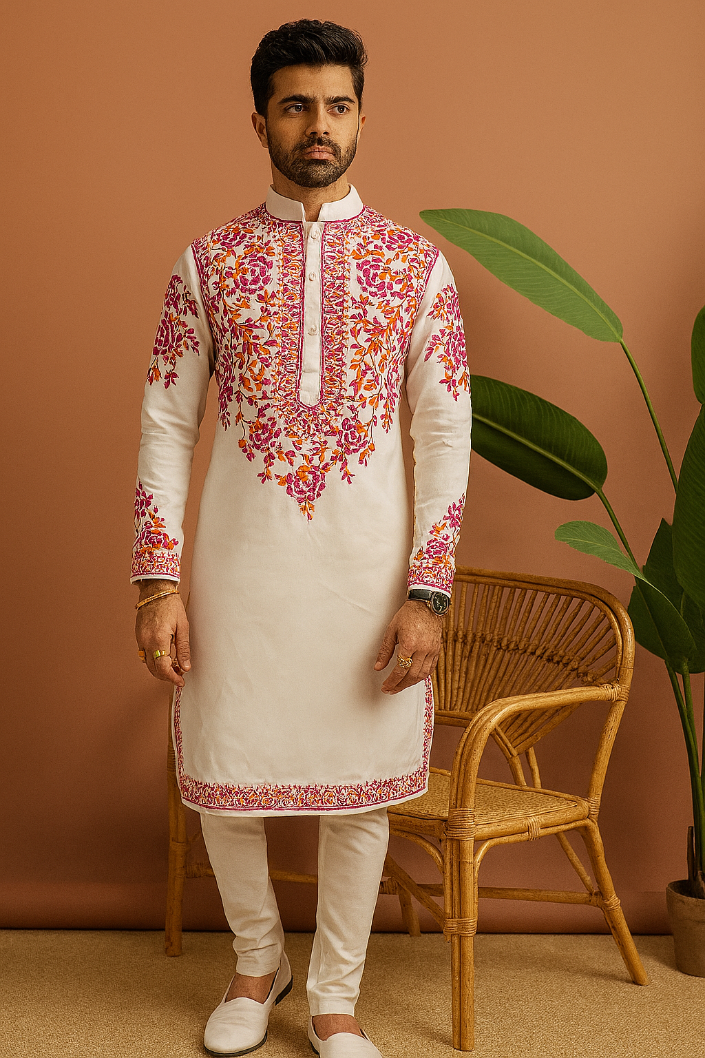 White Neck Embellished Designer Kurta Set