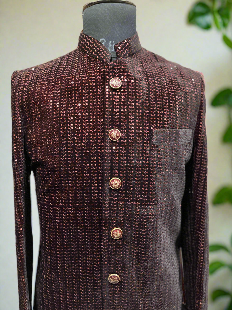 Men's Maroon Designer Bandhgala Jodhpuri Set for Weddings By KPH OutFits