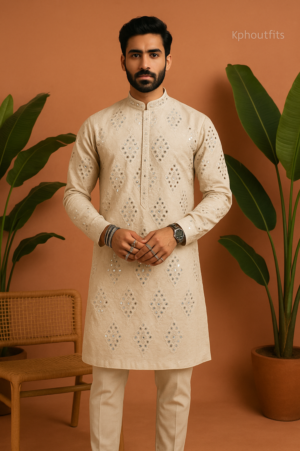 Men's Exclusive Real Mirror Style Kurta  Set