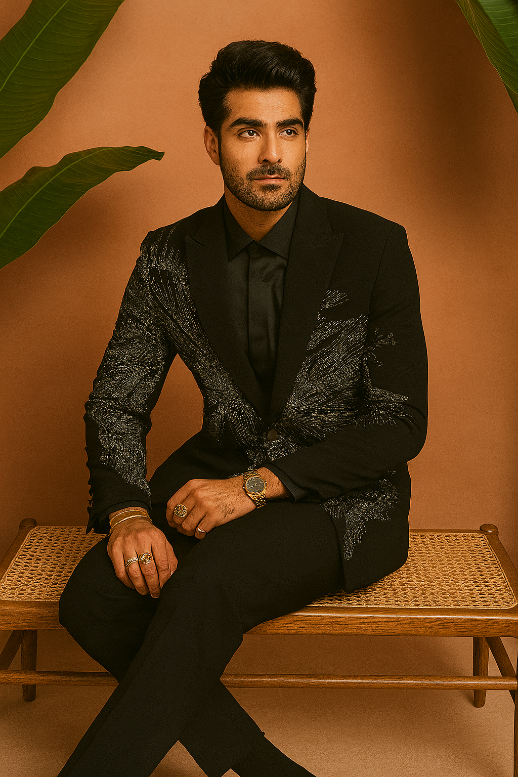 Elegant groom tuxedo with hand-applied crystals – KPH Outfits