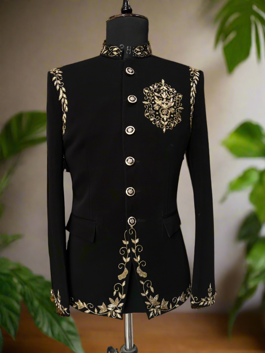 Men's formal black suit with matching pants
