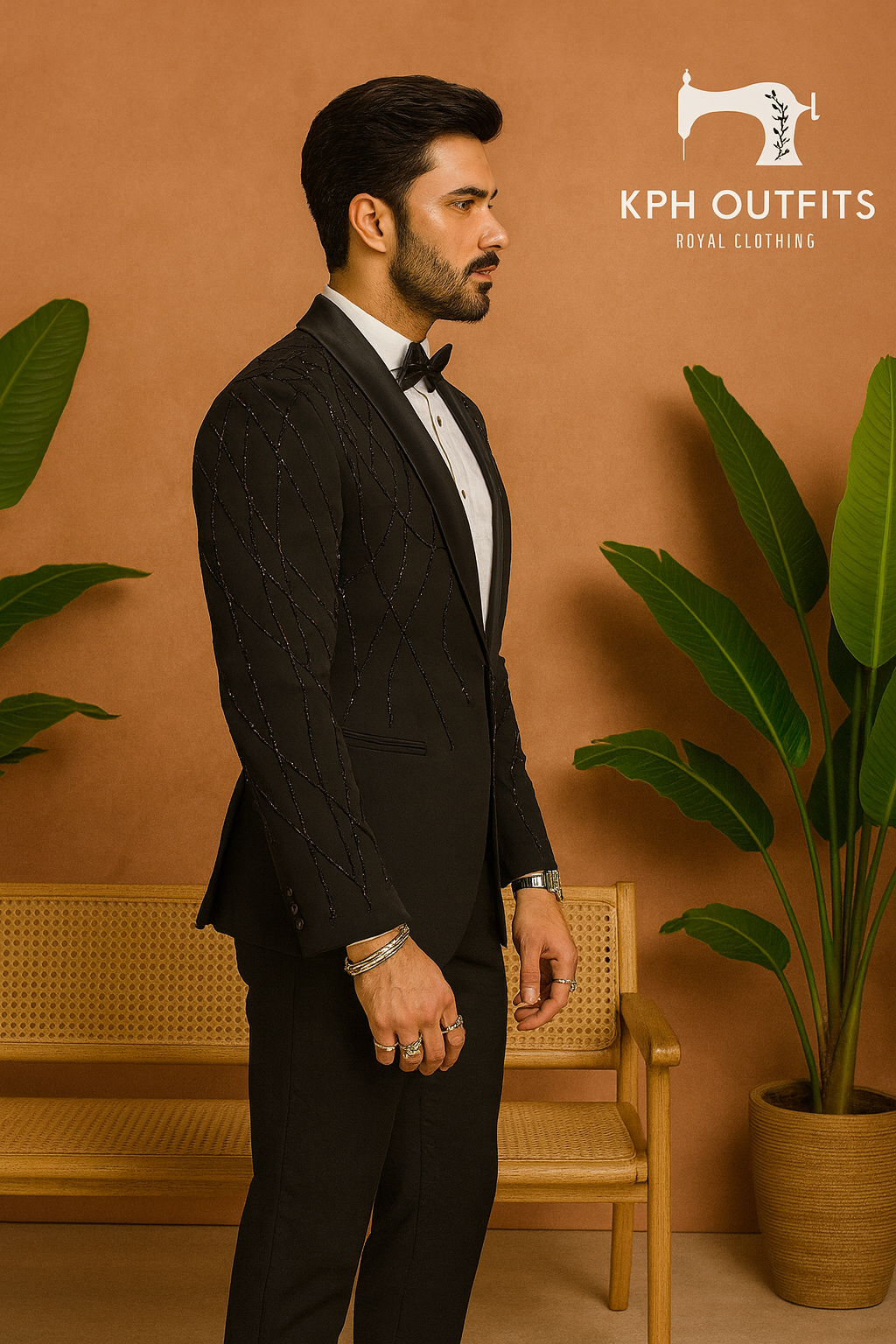 Men's Black Handcrafted Shawl Lapel Tuxedo Suit - Elegant Formal Wear by KPH Outfits