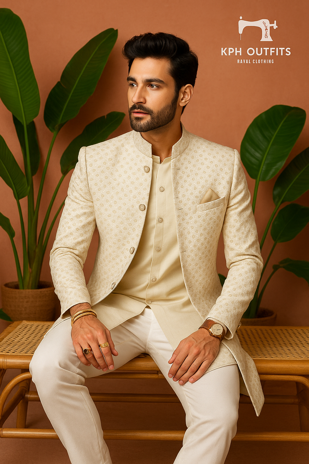 Cream Silk Two Layer Open Indo-Western Set - Premium Elegance by KPH Outfits