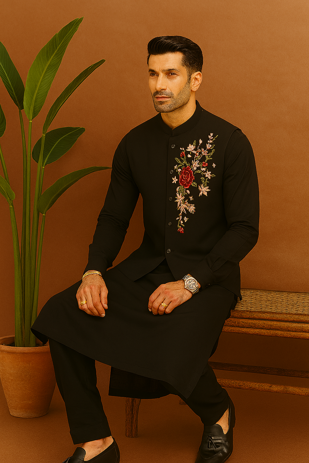 Designer multi-colour waistcoat ensemble for weddings – KPH Outfits