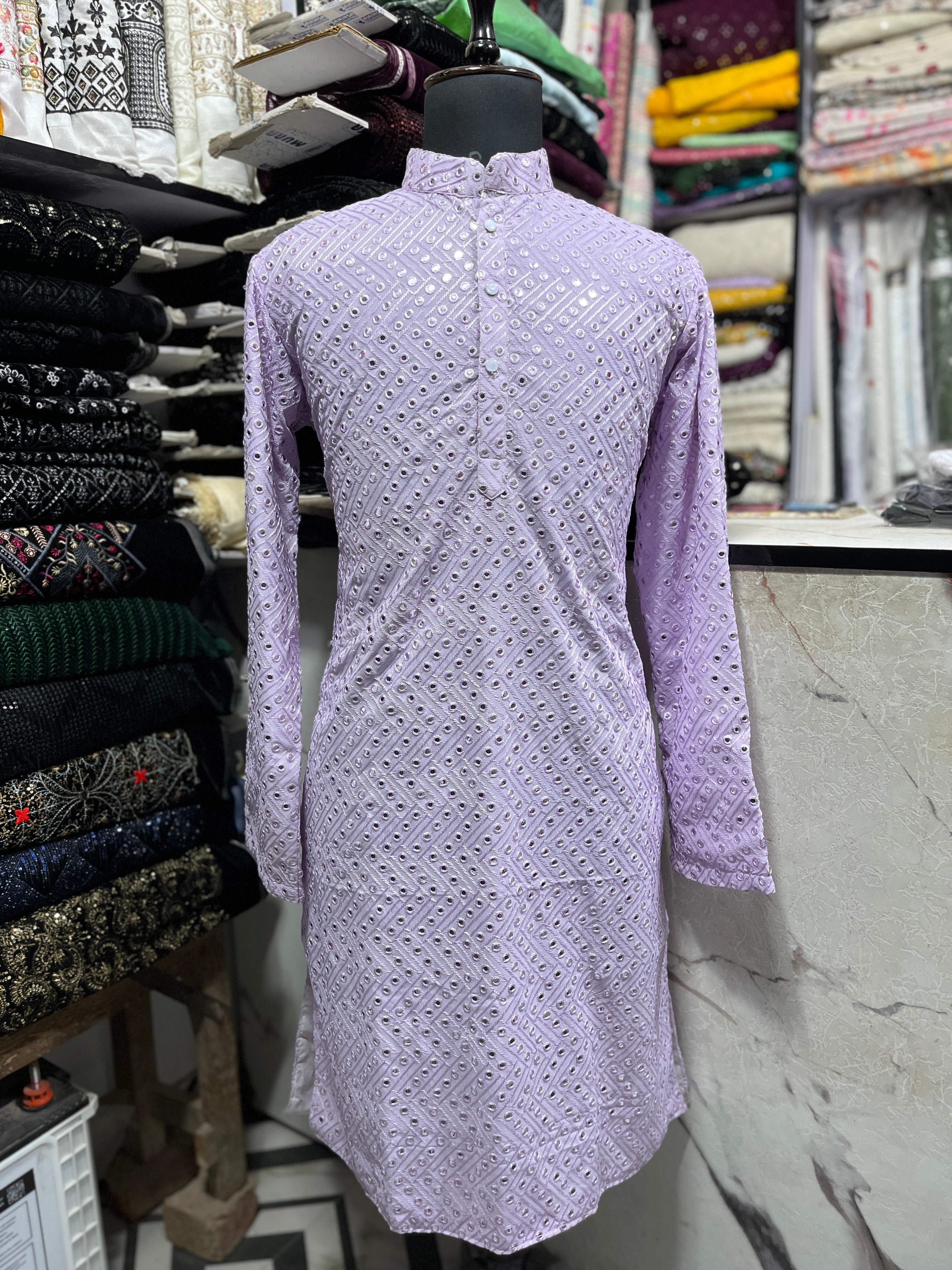 Men's Lavender Mirror Kurta Set