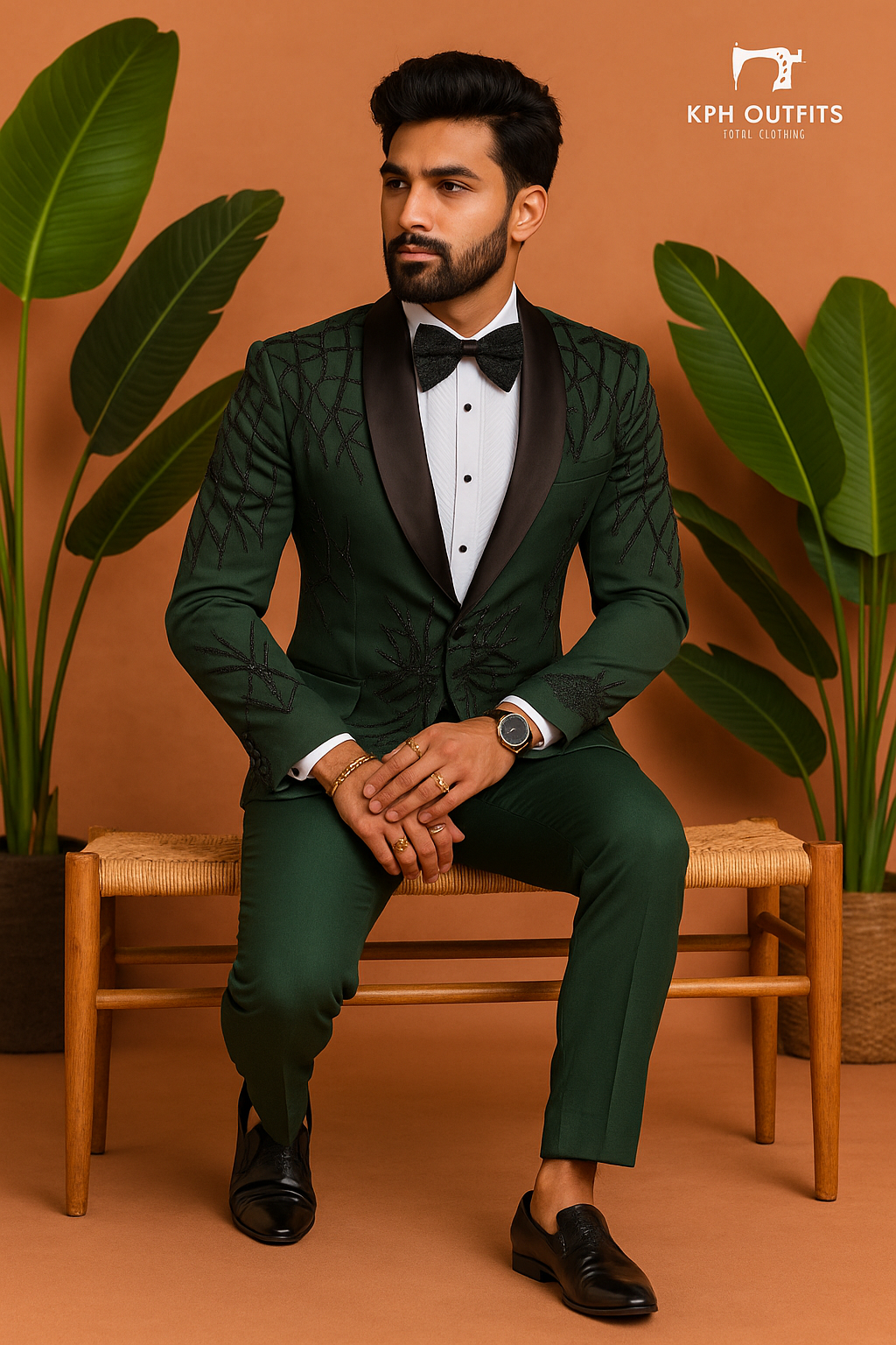 Men's Handcrafted Cut Dana Work Tuxedo Suit - Elegant Black Formal Wear by KPH Outfits