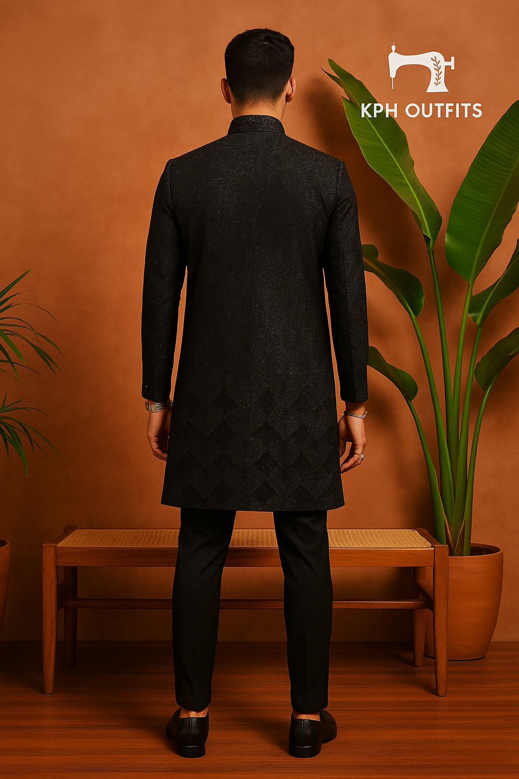 Men's Black Velvet Indo-Western Set with Gold Embroidery – Regal Groom Attire